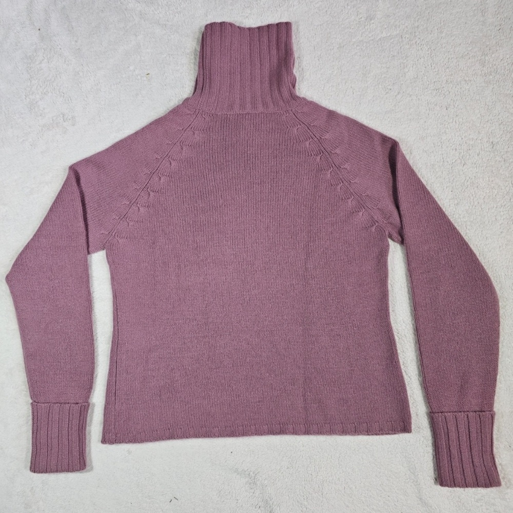 Banana Republic Cashmere Mauve Purple Turtle Neck Sweater Crop Y2K Medium - Picture 3 of 8